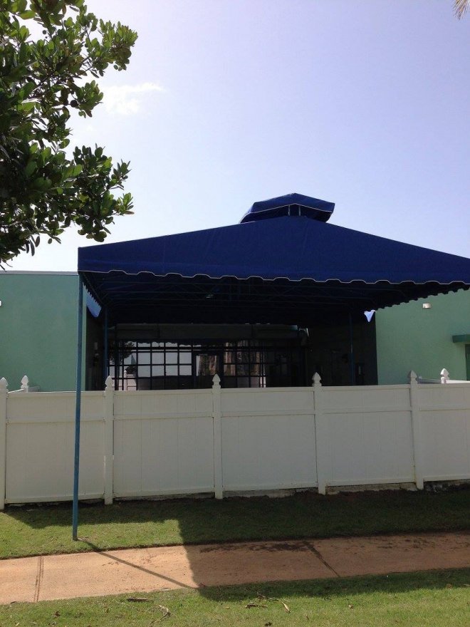 Blue Private Awning