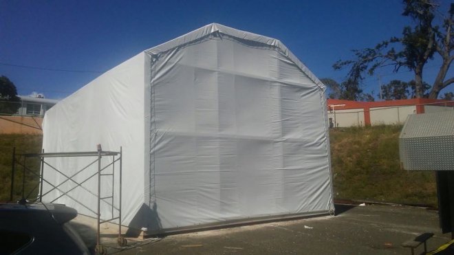 Enclosed plastic work tent